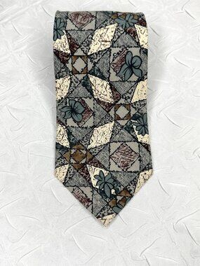 Grappa Abstract Floral 100% Silk Tie, Made in Italy Timeless Artsy Quiet Luxury